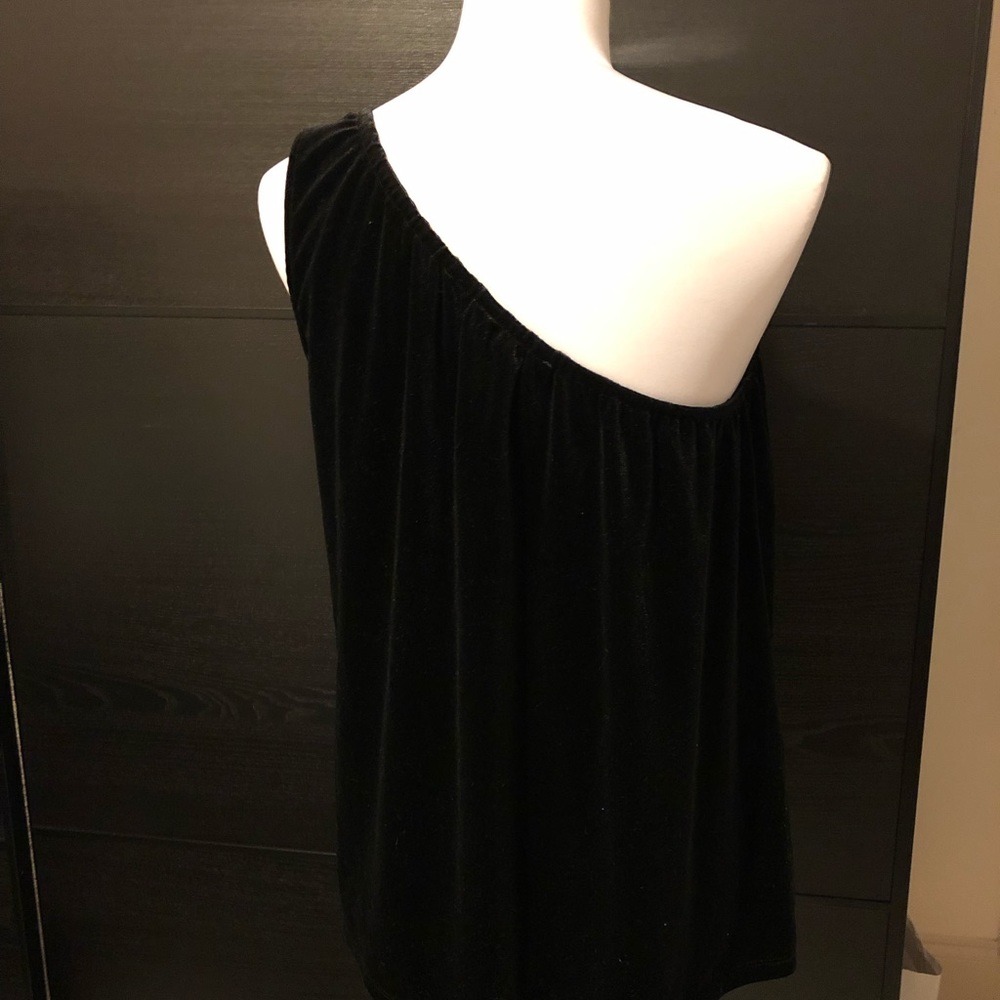 French Connection one shoulder velvet top
